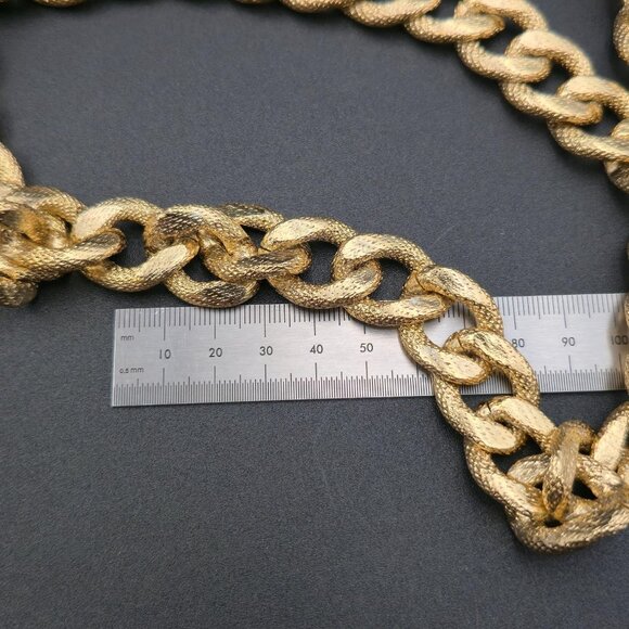 16 Inch Slip On Gold Plated Textured Chain Necklace B985 - Picture 4 of 5